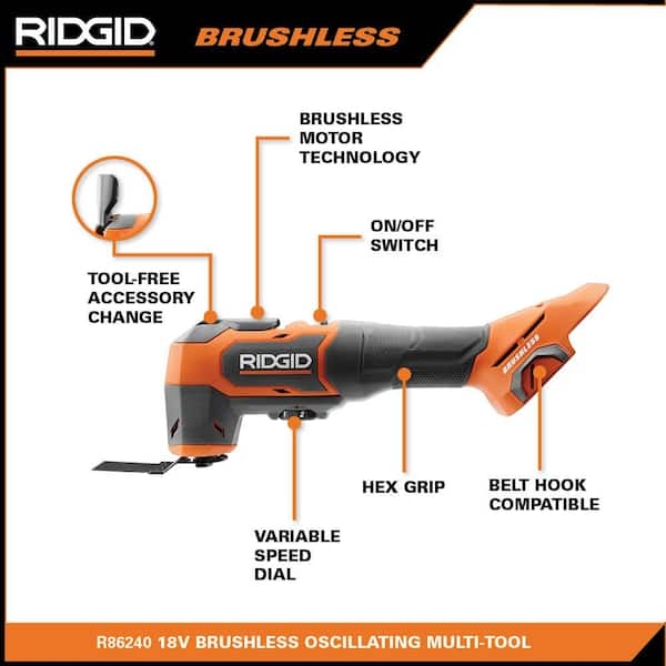 RIDGID 18V Brushless Cordless 4-Tool Combo Kit with (1) 4.0 Ah and