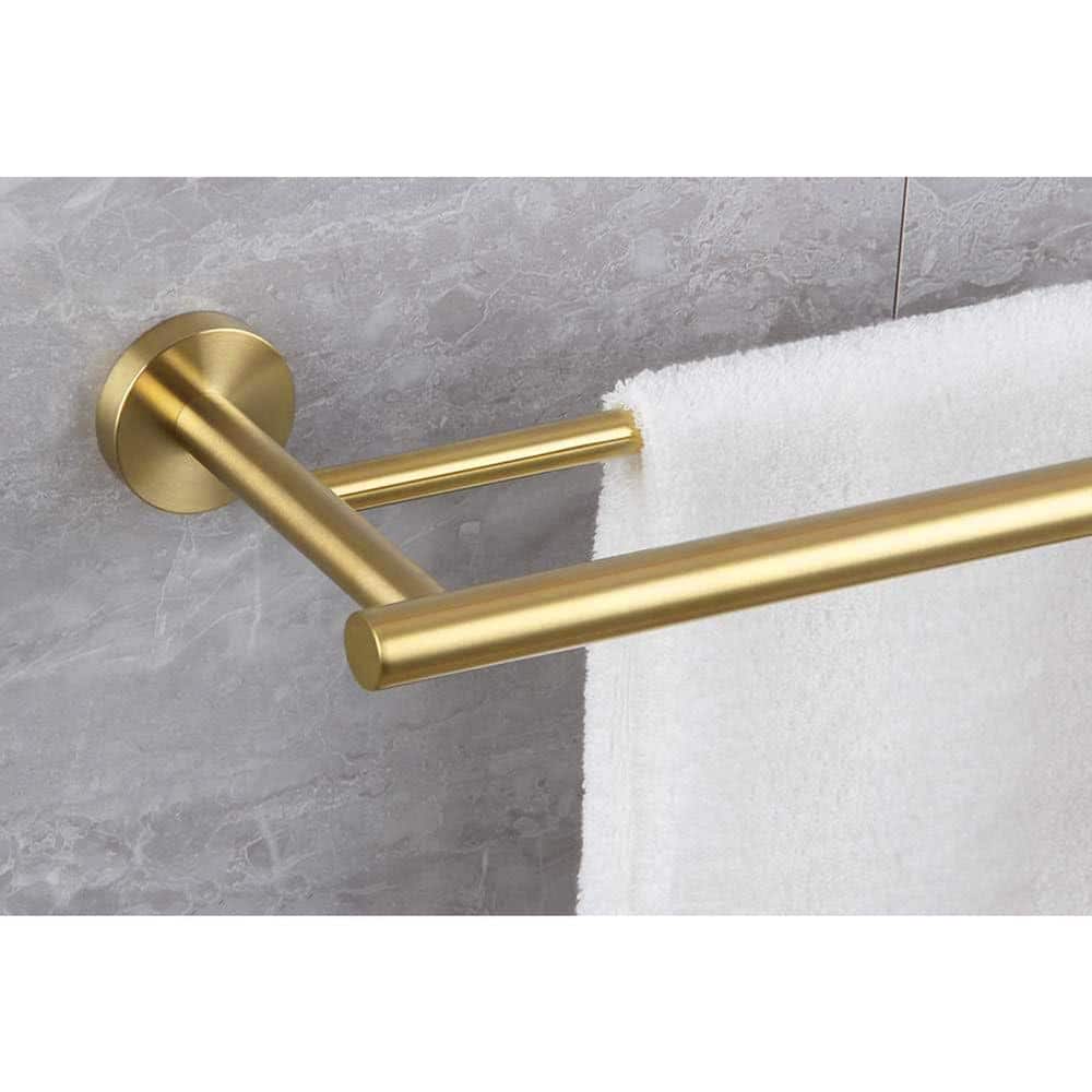Brushed Gold 23.6-Inch Stainless Steel Wall Mounted Towel Bar