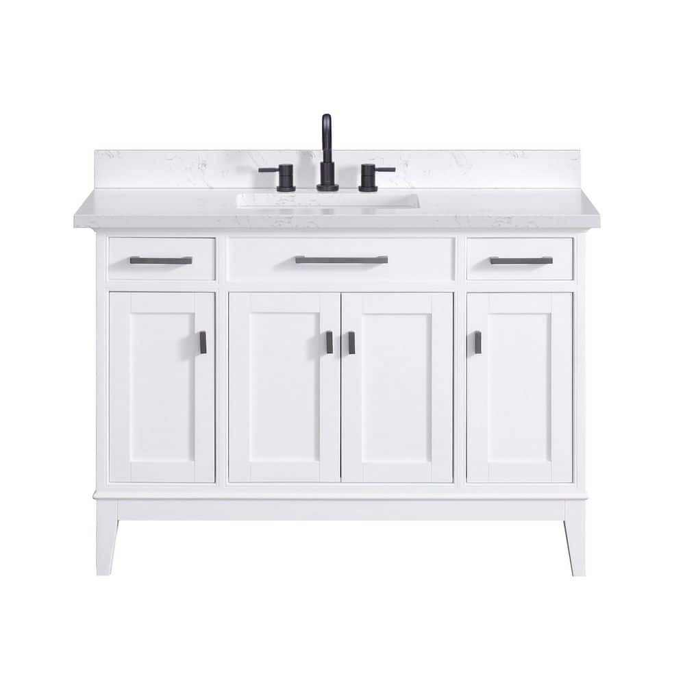 Madison 49 in. Single Sink White Bath Vanity with Cala White Engineered Stone Top price history on PriceWatchPro