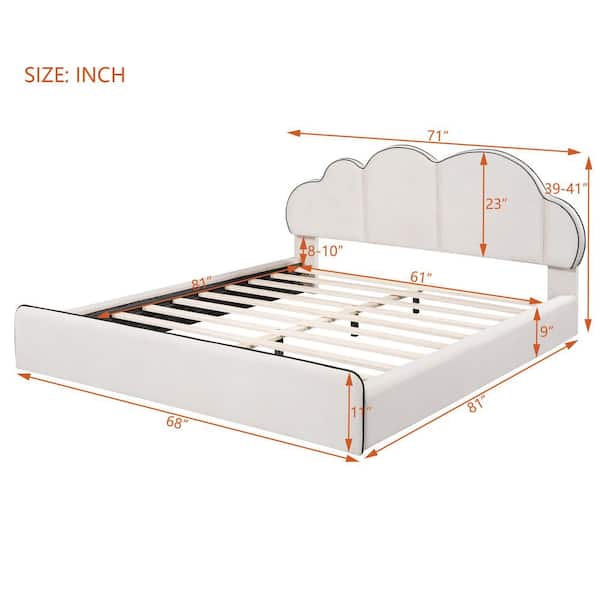 ひめ Virtu Platform Bed Frame with Wingback Diamond Upholstered