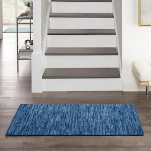 Essentials doormat 2 ft. x 4 ft. Navy Blue Solid Contemporary Indoor/Outdoor Patio Kitchen Area Rug