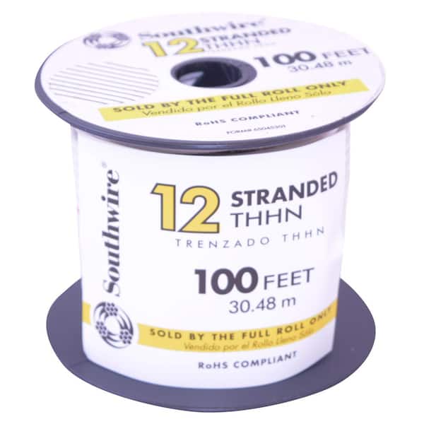 SOUTHWIRE 12 STRANDED THHN WIRE WHITE 100 FT ROLL FREE SHIPPING 
