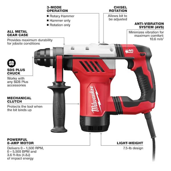 Milwaukee 1-1/8 in. SDS-Plus Rotary Hammer 5268-21 The Home Depot