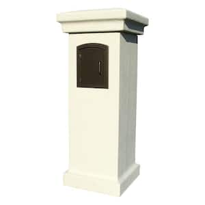 Non-Locking Mailbox Stucco Column with Bronze Plain Door Manchester Mailbox Insert