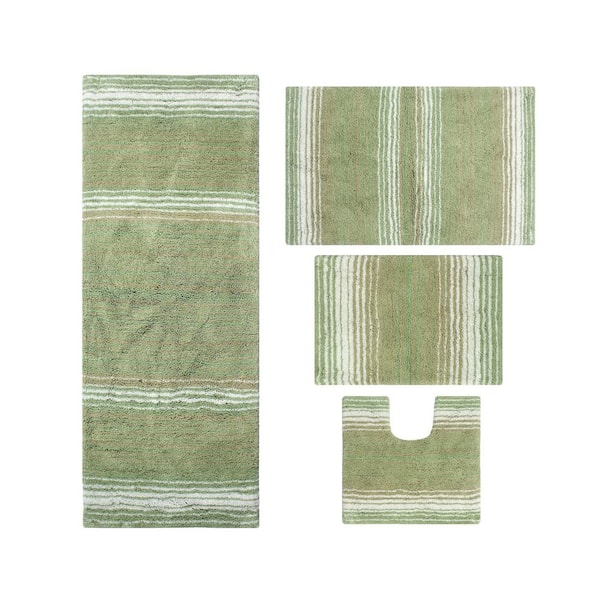 100% Cotton Gradiation Collection Machine Washable 4-Pcs Set with Runner, Sage