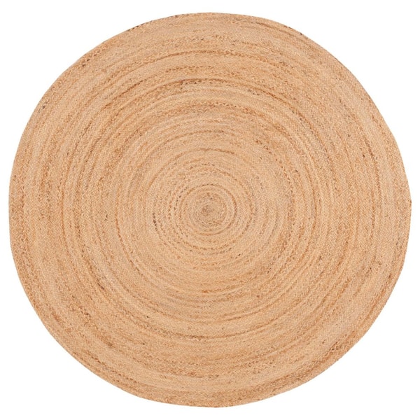 Natural Fiber 5 ft. x 5 ft. Natural Solid Color Round Area Rug