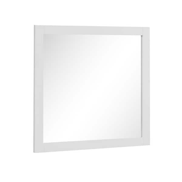 HOMEVY STUDIO Galsaky 34 in. W x 32 in. H Rectangular Framed Surface-Mount Bathroom Vanity Mirror in Matte White