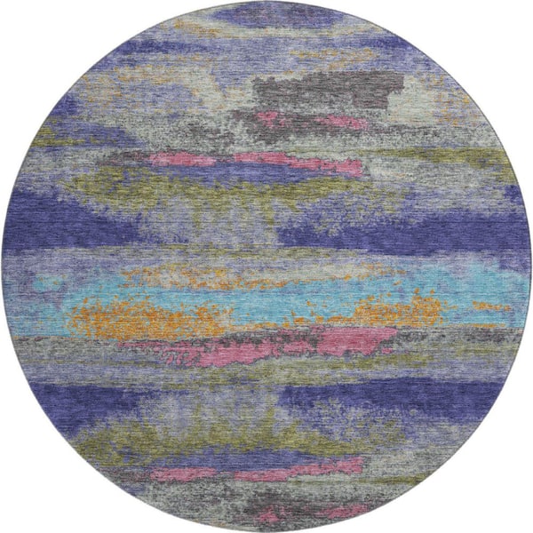 Addison Rugs Mayfield Premium Machine Washable Abstract AMF942 Lavender 8 ft. x 8 ft. Round Rug