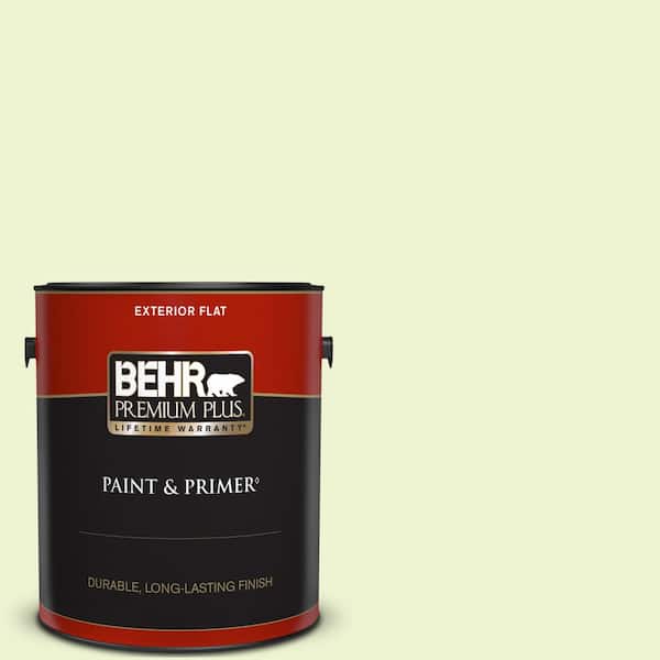 BEHR PREMIUM PLUS 1 gal. #420A-1 Green Shimmer Flat Exterior Paint & Primer