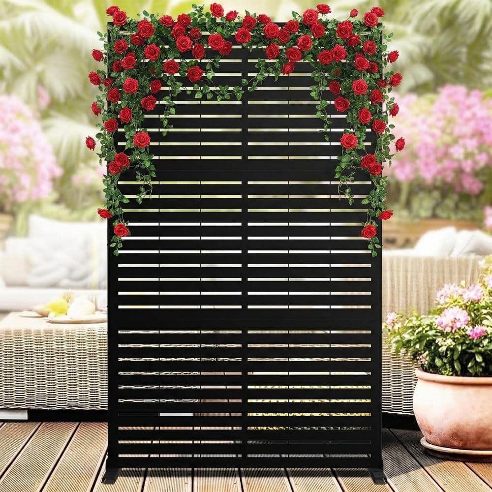 "Metal Outdoor Privacy Screen Fence - 78""H x 48""W - Freestanding Rustproof Galvanized Steel, for Patio, Balcony, Black" price history on PriceWatchPro