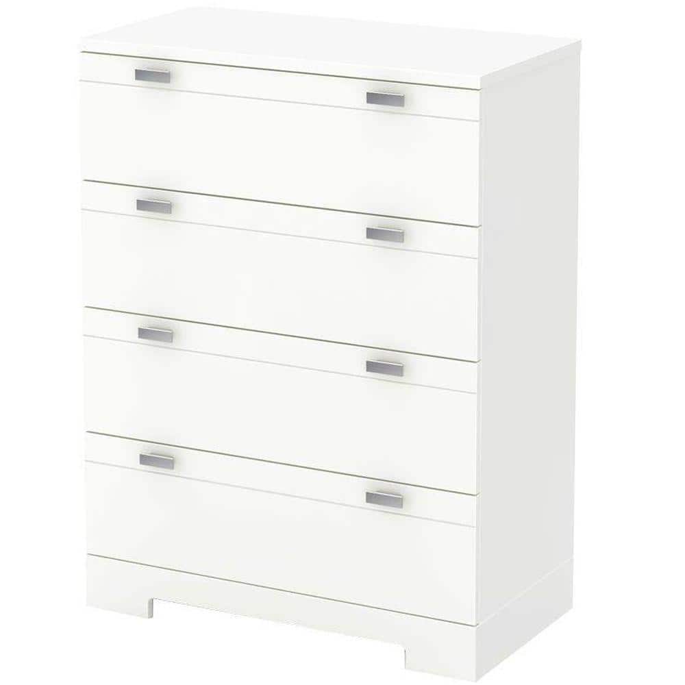 Elegant Pure White 4-Drawer Nursery Dresser with Deep Storage