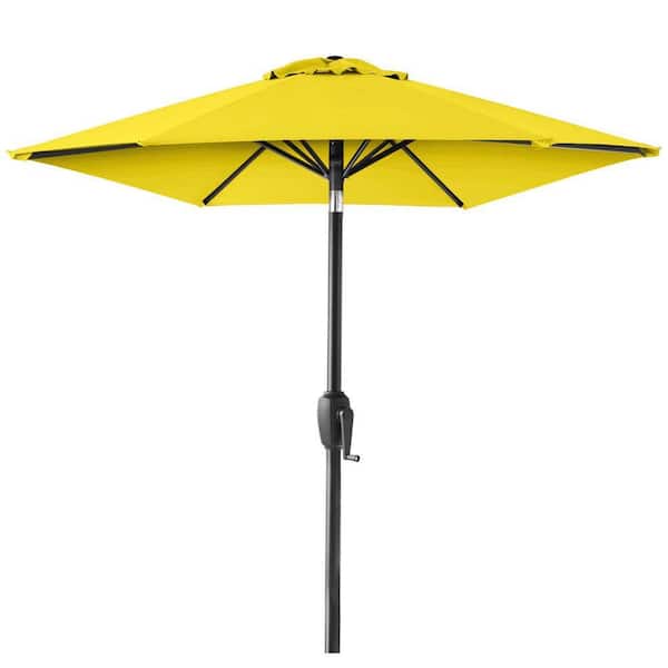 7 1 2 foot patio umbrella yellow Best Choice Products 7.5ft Market with Wavy Trim, Fade-Resistant, Crank & Tilt, Wind Vent The push California Umbrella 7.5' Aluminum Market