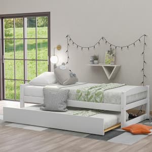 White Twin Daybed with Trundle, Twin Size Captain's Bed