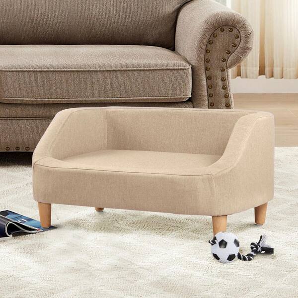 Beige Pet Sofa With Movable Cushion