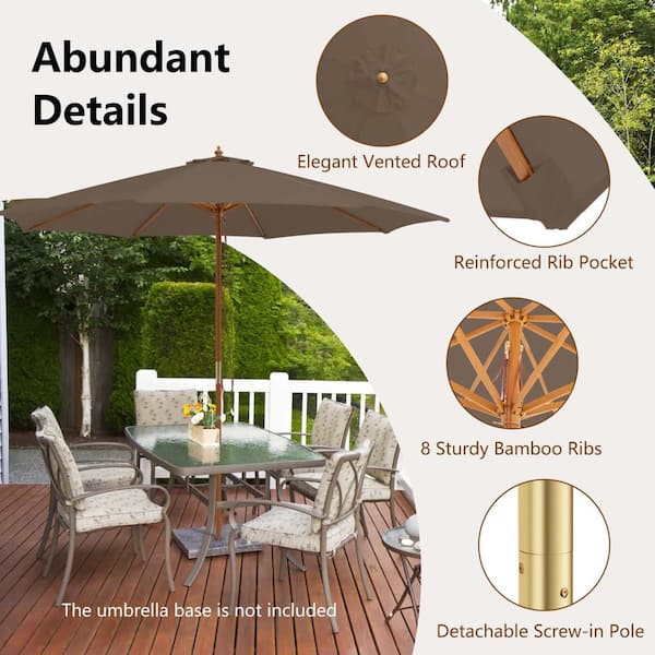 15' linen triple vent market patio umbrella with base 15 ft. Double Sided Market Patio Umbrella with Base