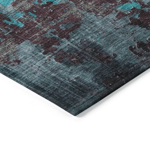 Chantille Machine Washable Indoor/Outdoor Abstract ACN1780 Teal 9 ft. x 12 ft. Area Rug