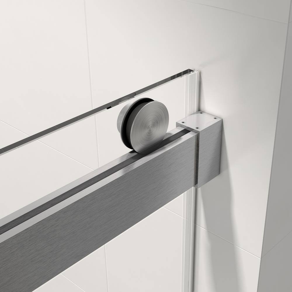 60" Frameless Brushed Nickel Sliding Shower Door with Clear Glass