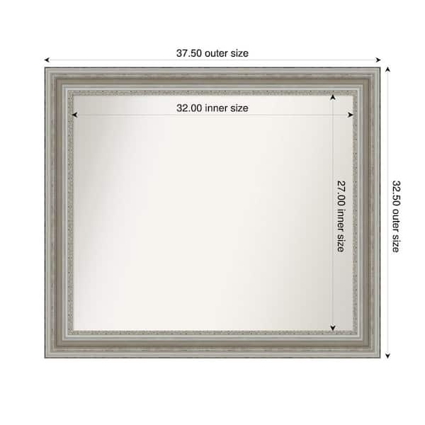 Amanti Art Parlor Silver 37.5 in. x 32.5 in. Custom Non-Beveled Recycled Polystyrene Framed Bathroom Vanity Wall Mirror