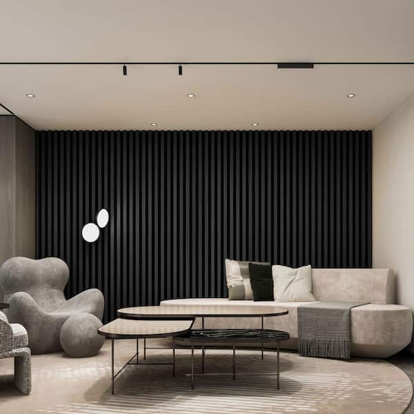 Art3dwallpanels 2/5 in. x 1 ft. x 2 ft. Charcoal Black MDF