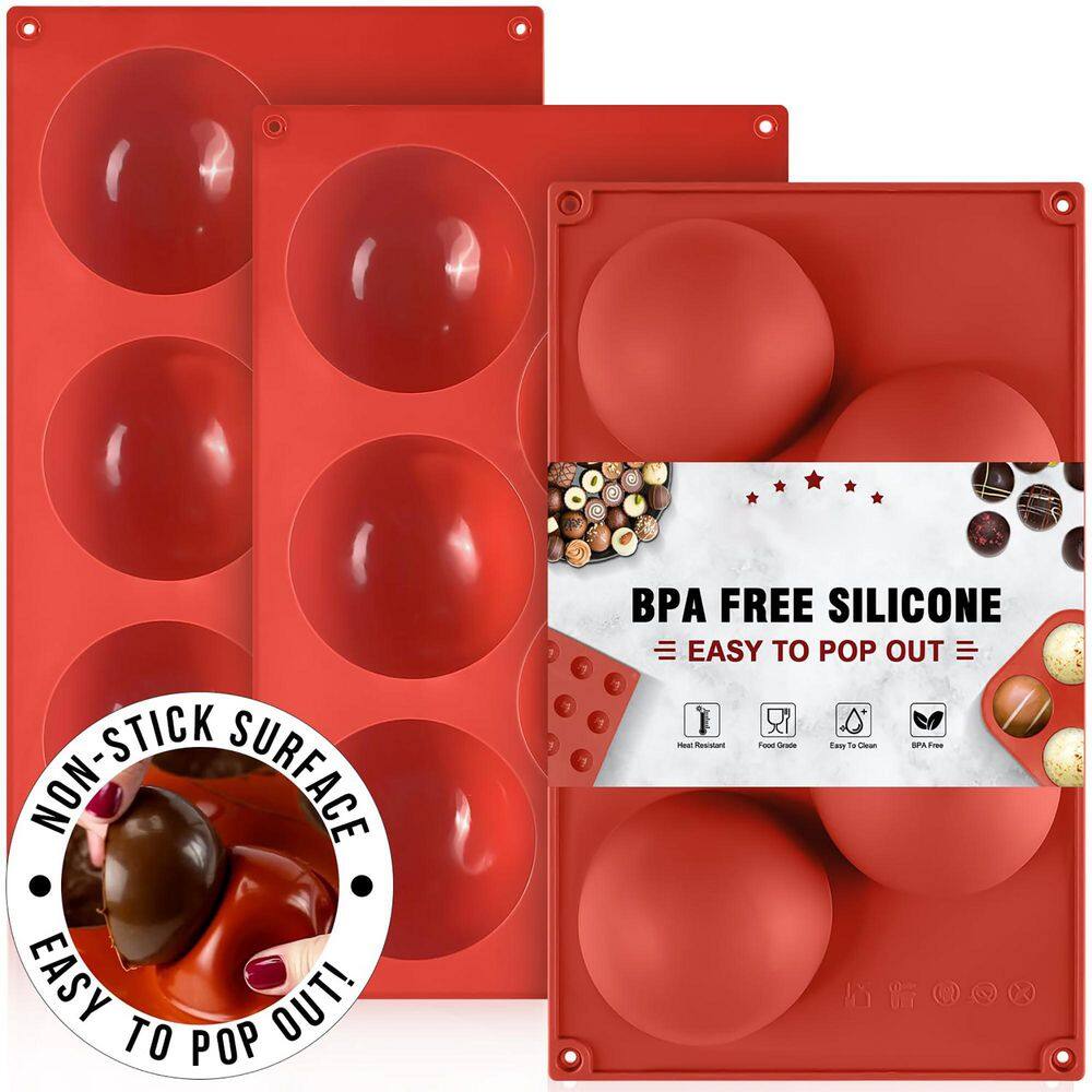 3 Pack 5-Cavity Food Grade Silicone Semi Sphere Mold Set Flexible Non-Stick for Chocolate Cake Jelly Mousse price history on PriceWatchPro