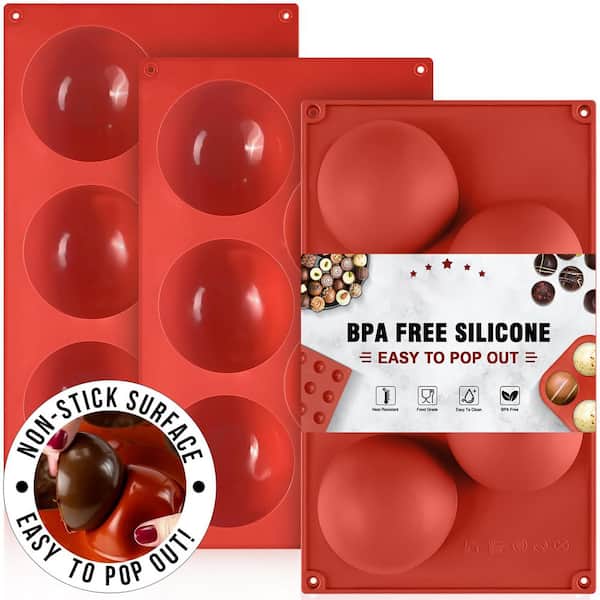 3 Pack 5-Cavity Food Grade Silicone Semi Sphere Mold Set Flexible Non-Stick for Chocolate Cake Jelly Mousse
