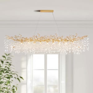 Modern Chandelier 70.8 in.20-Lights Gold Luxury Crystal Linear Chandelier for Dinning Room, Kitchen Island, Foyer