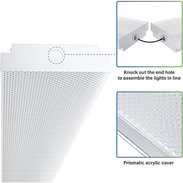 4 ft. 40-Watt White LED Shop Light, Dimmable Linkable Flush Mount Fixture for Garage, Workshop and Office Lighting