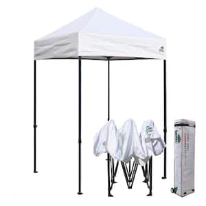 Eur max Commercial 5 ft. x 5 ft. White Pop Up Canopy Tent with Roller Bag