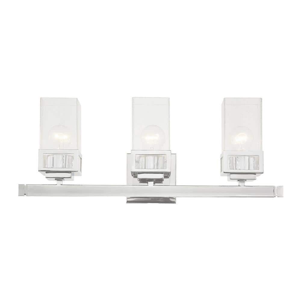 Delchester 23.875 in. 3-Light Polished Chrome Vanity Light with Clear Seeded Glass price history on PriceWatchPro