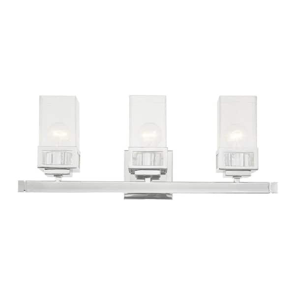 AVIANCE LIGHTING Delchester 23.875 in. 3-Light Polished Chrome Vanity Light with Clear Seeded Glass