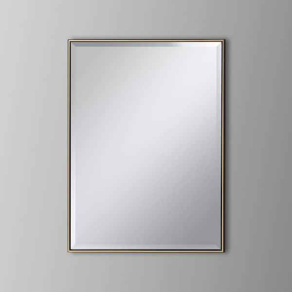 Unbranded 20 in. W x 28 in. H H Rectangular Beveled Metal Framed Wall-Mounted Bathroom Vanity Mirror in Black