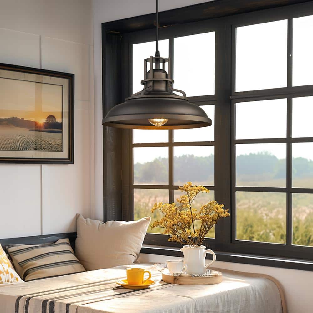 12-Inch Oil Rubbed Bronze Farmhouse Dome Pendant Light