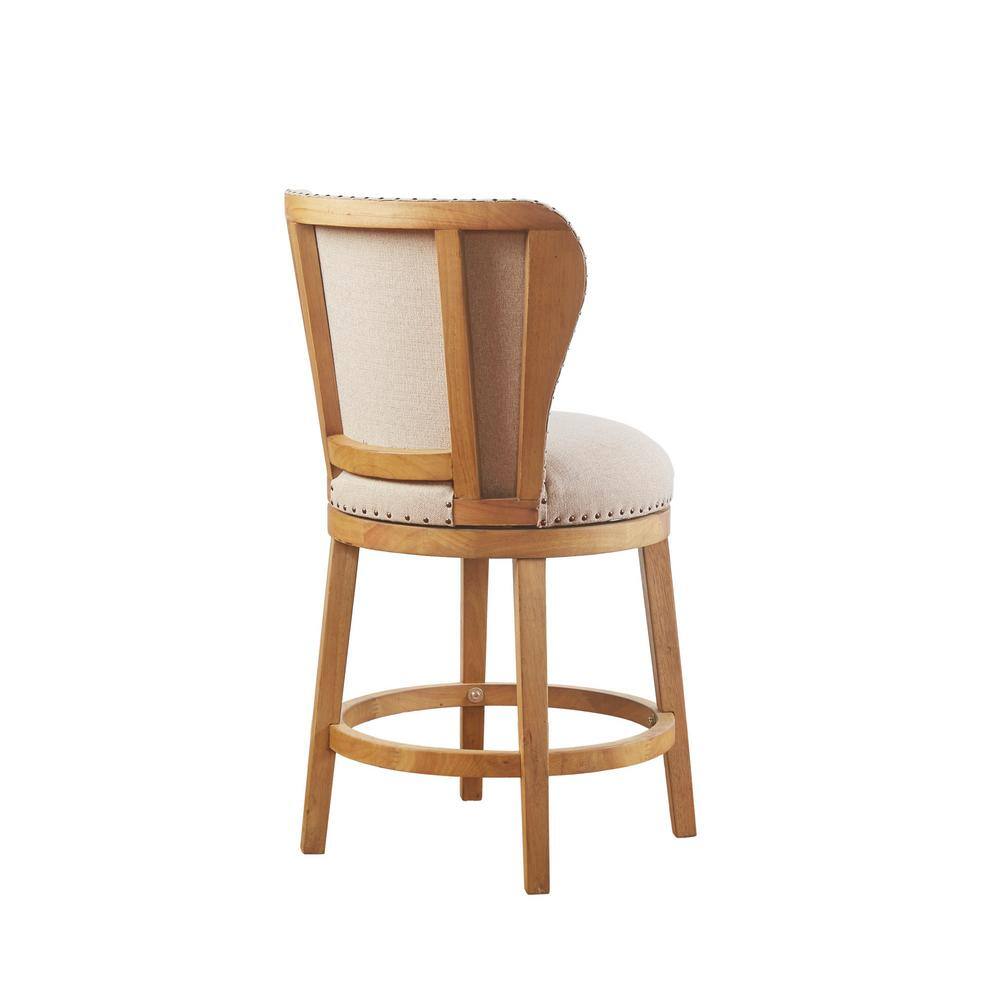 Stewart Light Wood and Cream Swivel Counter Stool