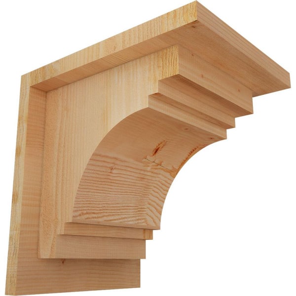 Ekena Millwork 8 in. x 10 in. x 10 in. Douglas Fir Pescadero Rough Sawn Corbel with Backplate