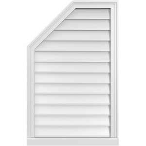 24 in. x 38 in. Octagonal Surface Mount PVC Gable Vent: Decorative with Brickmould Sill Frame