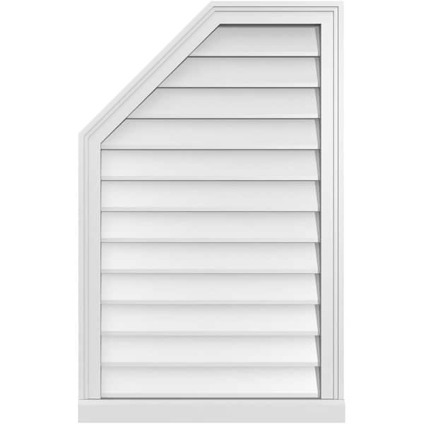 Ekena Millwork 24 in. x 38 in. Octagonal Surface Mount PVC Gable Vent: Decorative with Brickmould Sill Frame