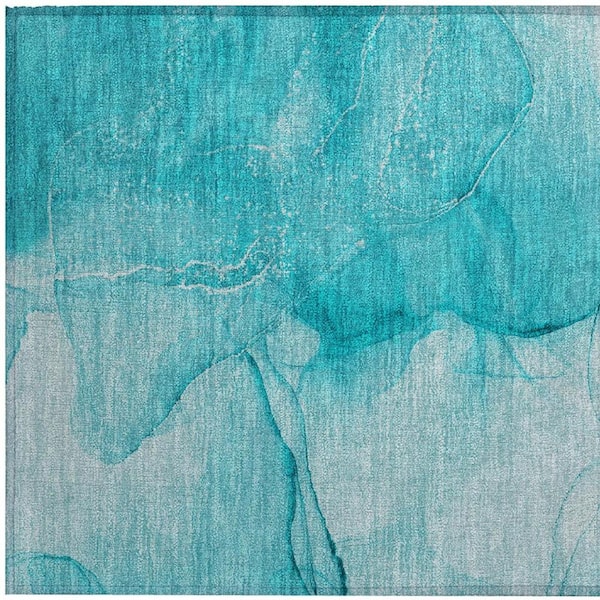 Teal 2 ft. x 3 ft. Abstract Indoor/Outdoor Area Rug