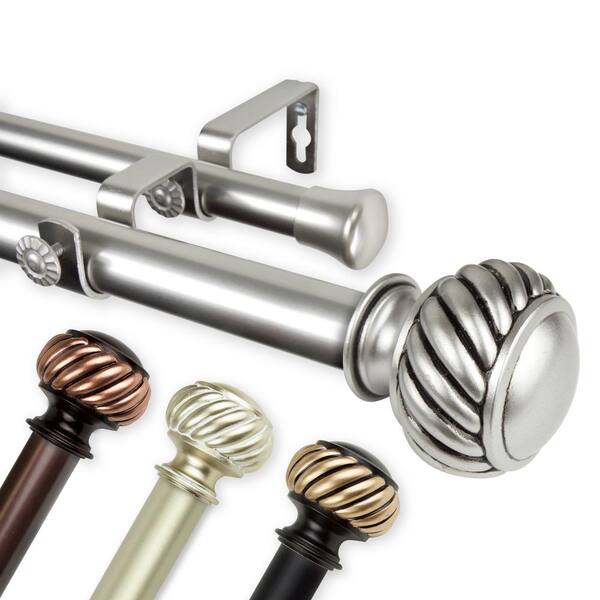 Rod Desyne Baldir 1 in. Dia 48 in. - 84 in. Double Curtain Rod in Black
