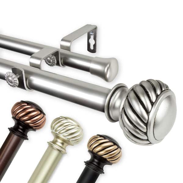 Rod Desyne Baldir 1 in. Dia 66 in. - 120 in. Double Curtain Rod in Light Gold