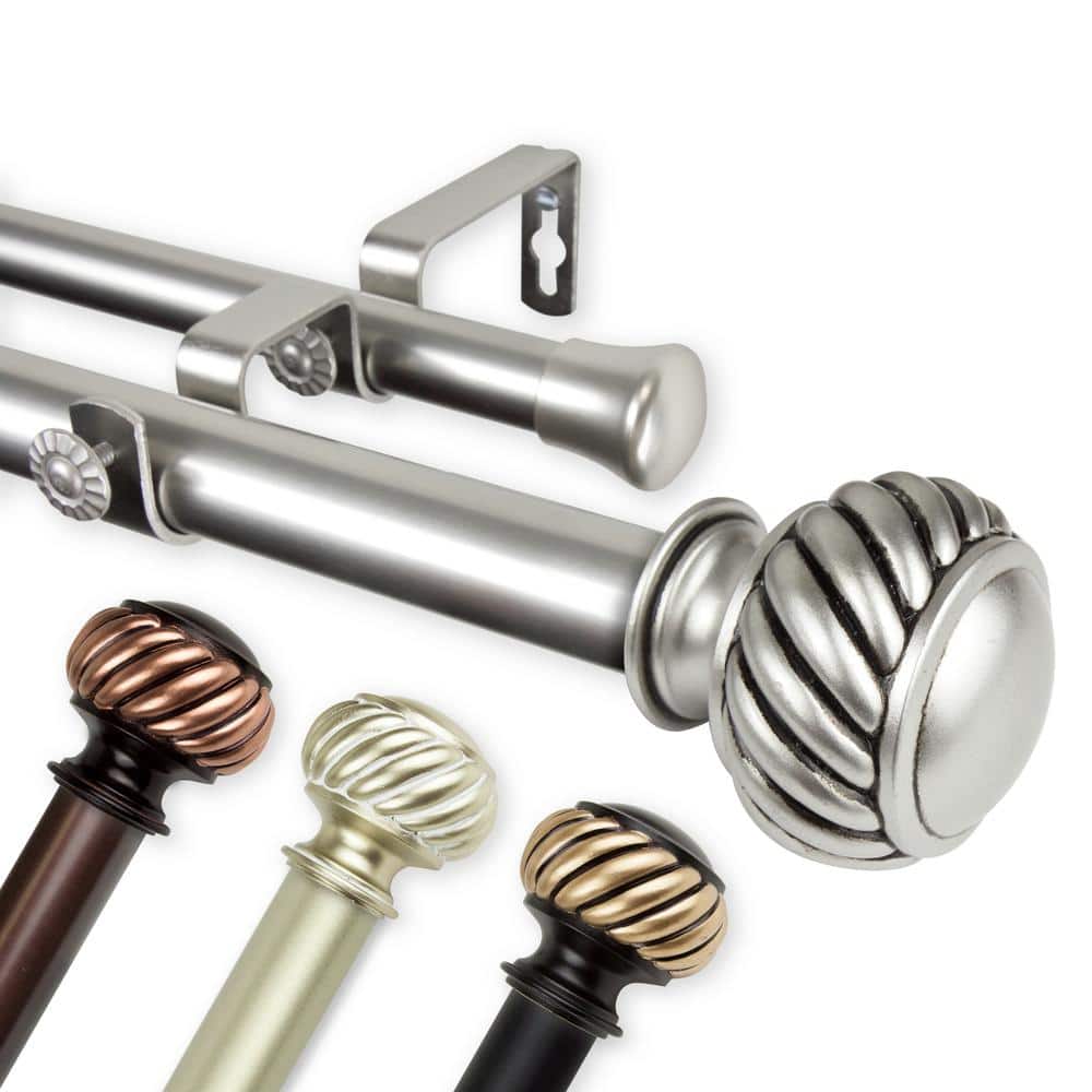 Baldir 1 in. Dia 66 in. - 120 in. Double Curtain Rod in Satin Nickel price history on PriceWatchPro