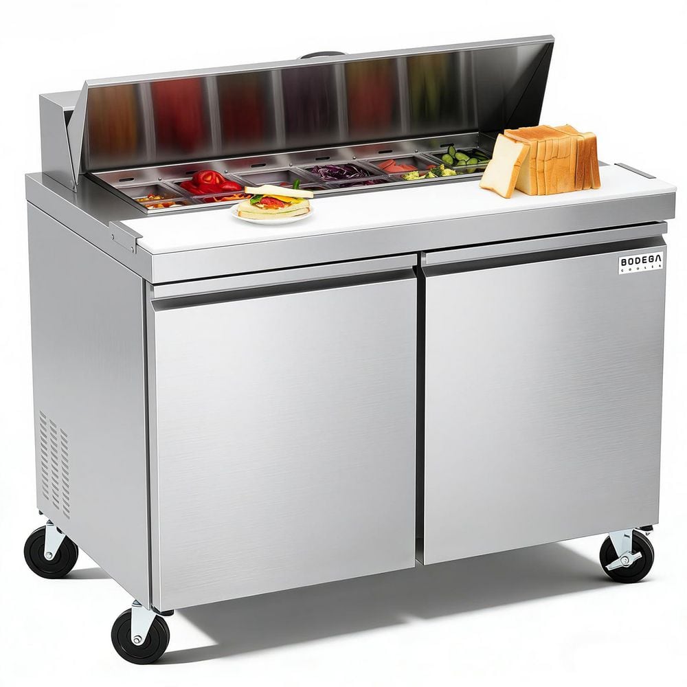 Commercial Refrigerator 48 in. Sandwich Prep Table 14.27 cu. ft Stainless Steel Refrigerated Food Prep Station in Silver