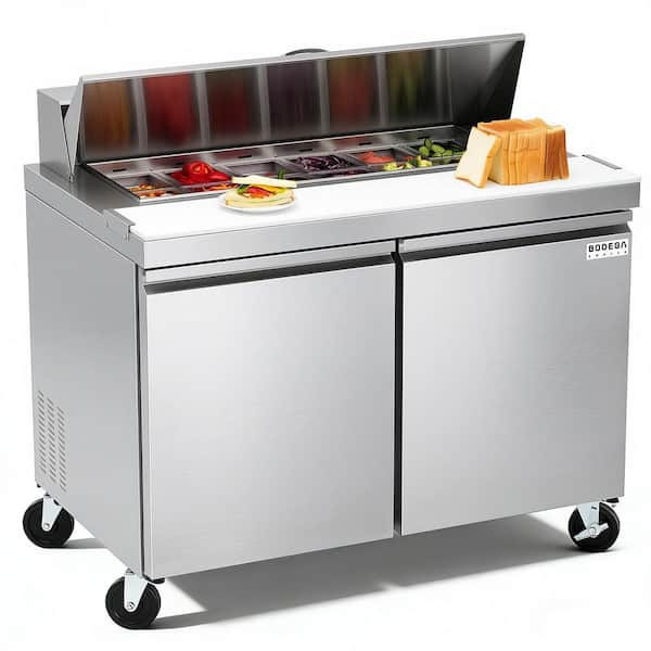 Commercial Refrigerator 48 in. Sandwich Prep Table 14.27 cu. ft Stainless Steel Refrigerated Food Prep Station in Silver
