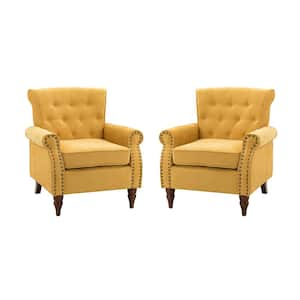 Aegina Mustard Armchair with Nailhead Trim (Set of 2)