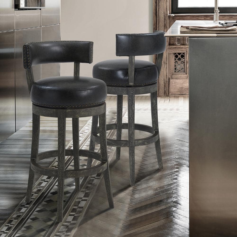Corbin 26 Counter Wood Swivel Height Bar Stool in American Grey Finish w
