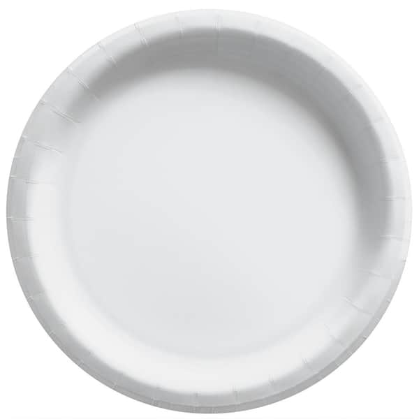 Amscan 10 in. x 10 in. Frosty White Round Paper Plates (100-Piece)