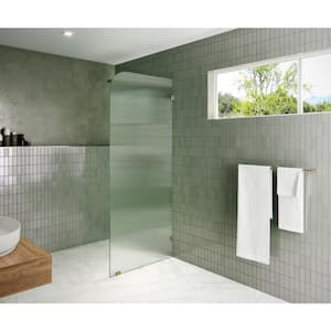 30 in. x 78 in. Frameless Shower Door Single Fixed Panel Fluted Frosted Radius Right Hand