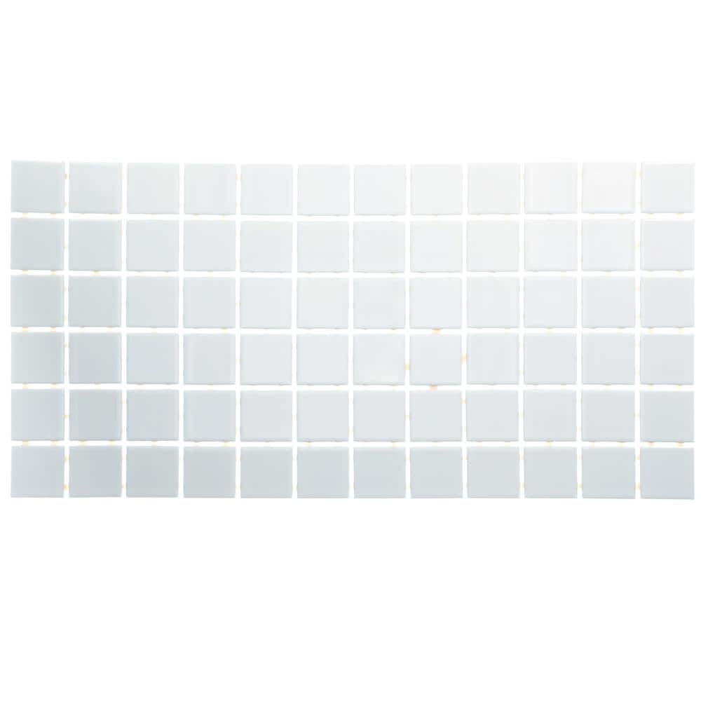 Restore Bright White 4 in. x 4 in. Glazed Ceramic Mosaic Sample Tile
