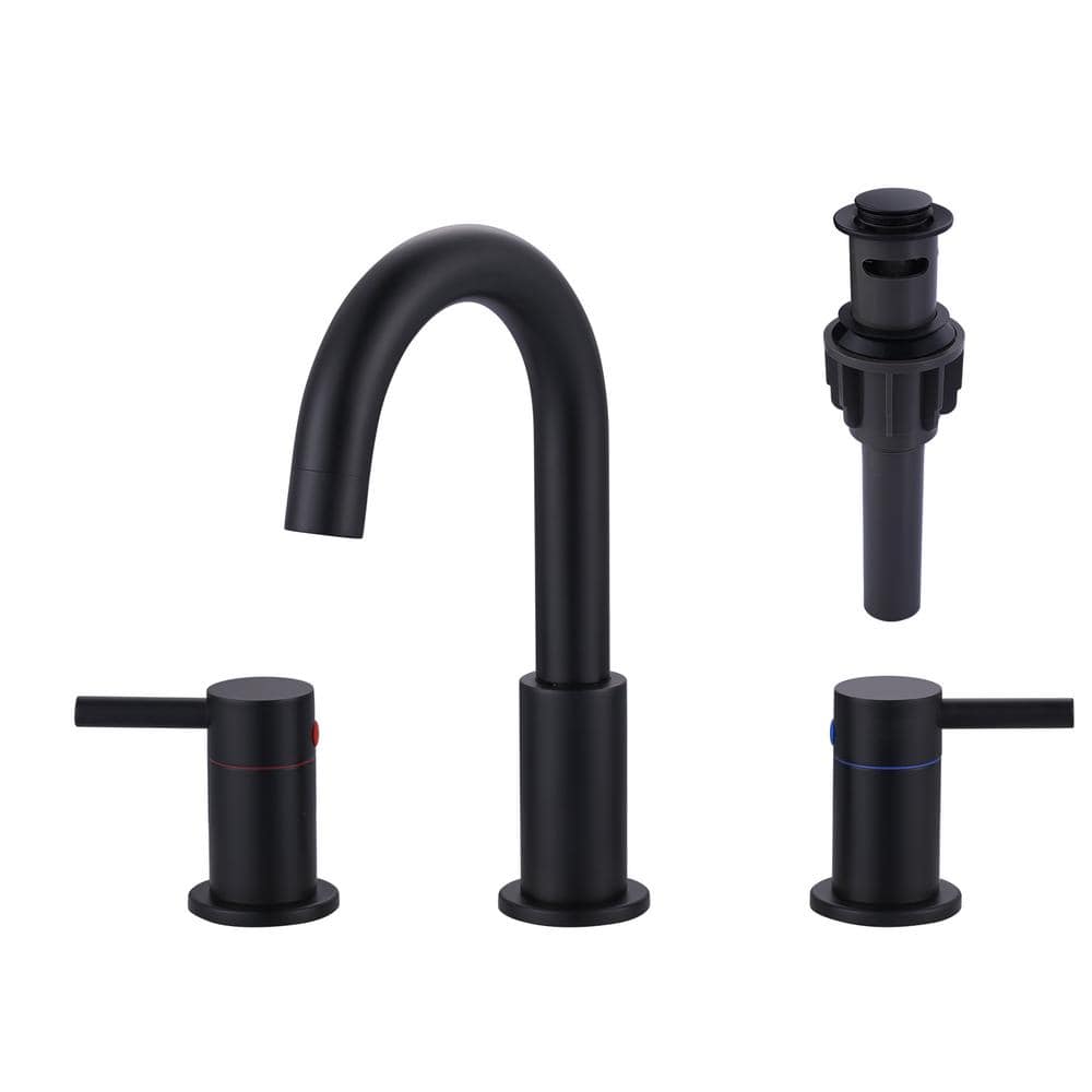 Matte Black 8-Inch Widespread Double Handle Bathroom Faucet