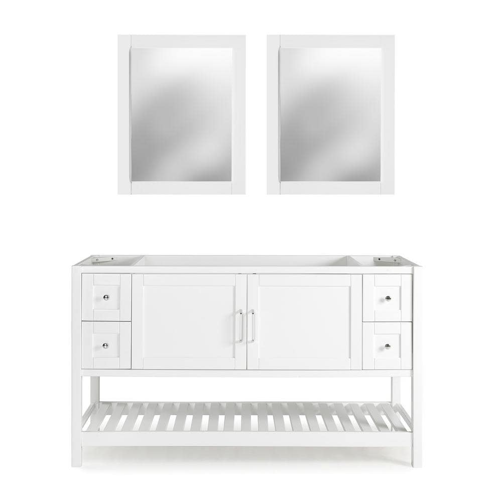 Bennet 2-Pieces- Wooden Bathroom Vanity Set 60 in. L Bathroom Vanity Storag
