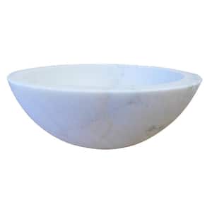 Small Round Stone Vessel Sink in White Marble